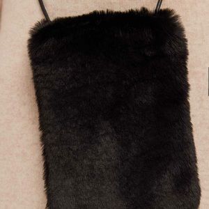 Nap Loungewear NWOT Faux Fur Muff Bag -BLACK